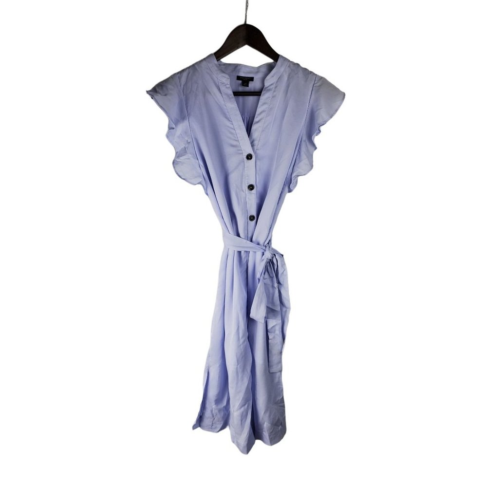 Ann Taylor Ruffle Tie Dress XSP Petite Women's Blue Used